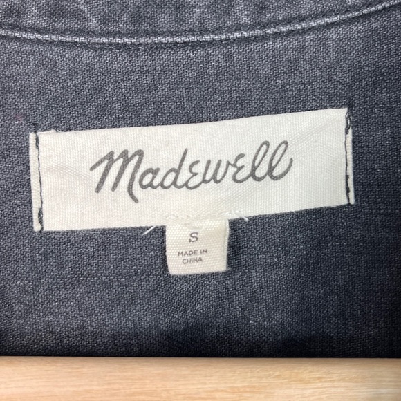 Madewell Denim Oversized Ex-Boyfriend Short-Sleeve Shirt Size Small Black - Picture 7 of 9